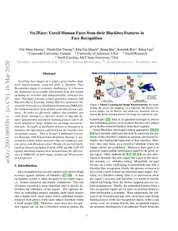 Vec2Face: Unveil Human Faces from their Blackbox Features in Face
  Recognition