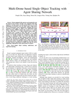 Multi-Drone based Single Object Tracking with Agent Sharing Network