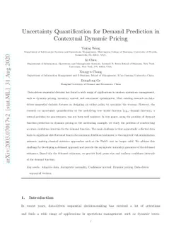 Uncertainty Quantification for Demand Prediction in Contextual Dynamic
  Pricing