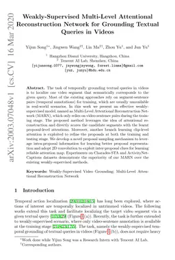 Weakly-Supervised Multi-Level Attentional Reconstruction Network for
  Grounding Textual Queries in Videos