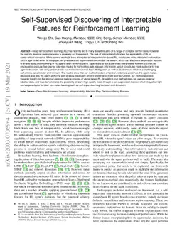 Self-Supervised Discovering of Interpretable Features for Reinforcement
  Learning
