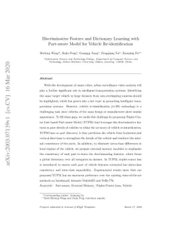 Discriminative Feature and Dictionary Learning with Part-aware Model for
  Vehicle Re-identification