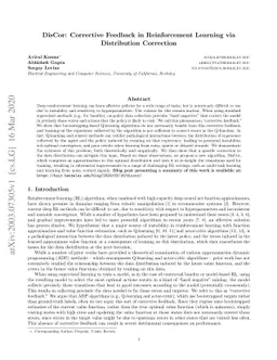 DisCor: Corrective Feedback in Reinforcement Learning via Distribution
  Correction