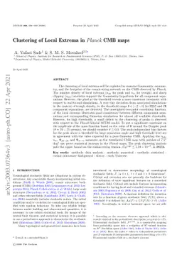 Clustering of Local Extrema in Planck CMB maps