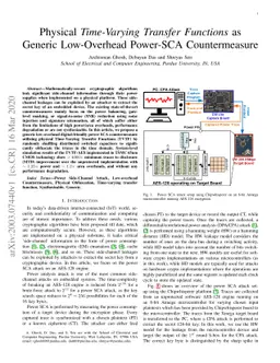 Physical Time-Varying Transfer Functions as Generic Low-Overhead
  Power-SCA Countermeasure