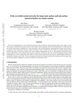 Fully reversible neural networks for large-scale surface and sub-surface
  characterization via remote sensing
