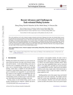 Recent Advances and Challenges in Task-oriented Dialog System