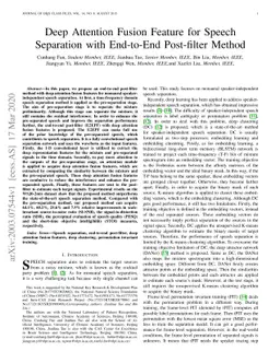 Deep Attention Fusion Feature for Speech Separation with End-to-End
  Post-filter Method