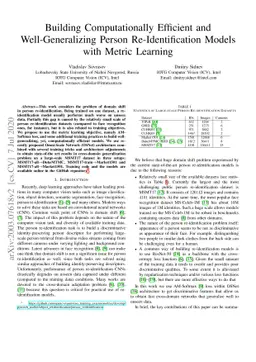 Building Computationally Efficient and Well-Generalizing Person
  Re-Identification Models with Metric Learning