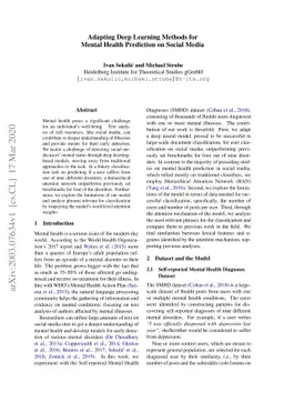 Adapting Deep Learning Methods for Mental Health Prediction on Social
  Media