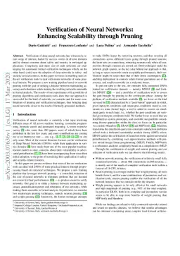 Verification of Neural Networks: Enhancing Scalability through Pruning