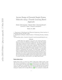 Inverse Design of Potential Singlet Fission Molecules using a Transfer
  Learning Based Approach