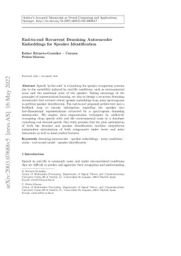 End-to-end Recurrent Denoising Autoencoder Embeddings for Speaker
  Identification
