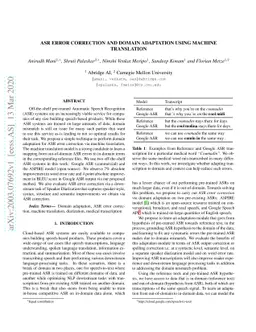 ASR Error Correction and Domain Adaptation Using Machine Translation