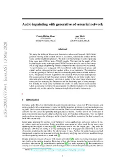 Audio inpainting with generative adversarial network