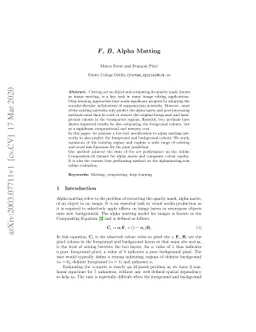 $F$, $B$, Alpha Matting