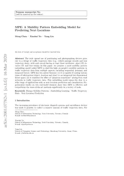 MPE: A Mobility Pattern Embedding Model for Predicting Next Locations