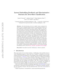 Latent Embedding Feedback and Discriminative Features for Zero-Shot
  Classification