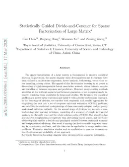 Statistically Guided Divide-and-Conquer for Sparse Factorization of
  Large Matrix