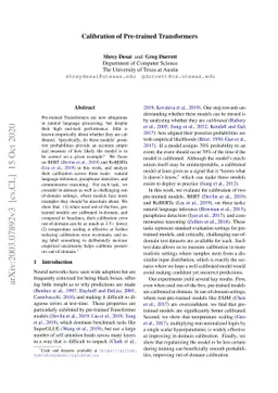 Calibration of Pre-trained Transformers