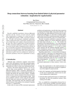 Deep connections between learning from limited labels & physical
  parameter estimation -- inspiration for regularization