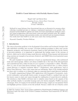 ParKCa: Causal Inference with Partially Known Causes