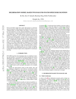 Deliberation Model Based Two-Pass End-to-End Speech Recognition