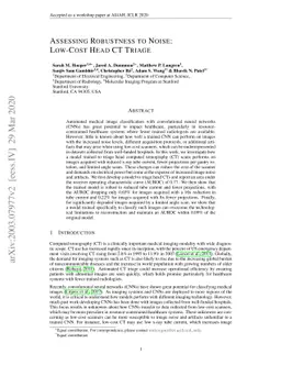 Assessing Robustness to Noise: Low-Cost Head CT Triage