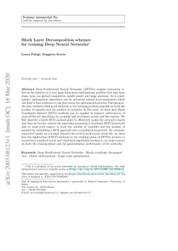 Block Layer Decomposition schemes for training Deep Neural Networks