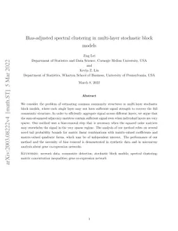 Bias-adjusted spectral clustering in multi-layer stochastic block models