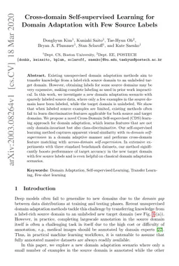 Cross-domain Self-supervised Learning for Domain Adaptation with Few
  Source Labels