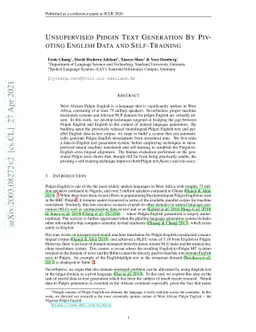 Unsupervised Pidgin Text Generation By Pivoting English Data and
  Self-Training