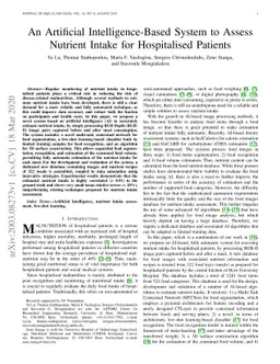 An Artificial Intelligence-Based System to Assess Nutrient Intake for
  Hospitalised Patients
