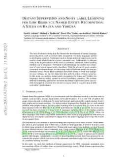 Distant Supervision and Noisy Label Learning for Low Resource Named
  Entity Recognition: A Study on Hausa and Yorùbá