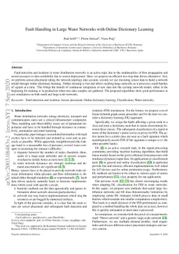Fault Handling in Large Water Networks with Online Dictionary Learning