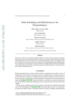 Train Scheduling with Hybrid Answer Set Programming