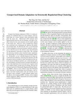 Unsupervised Domain Adaptation via Structurally Regularized Deep
  Clustering