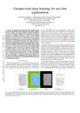 Unsupervised deep learning for text line segmentation