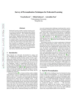 Survey of Personalization Techniques for Federated Learning