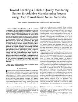 Toward Enabling a Reliable Quality Monitoring System for Additive
  Manufacturing Process using Deep Convolutional Neural Networks