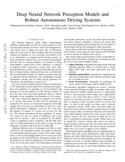 Deep Neural Network Perception Models and Robust Autonomous Driving
  Systems