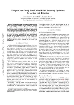 Unique Class Group Based Multi-Label Balancing Optimizer for Action Unit
  Detection