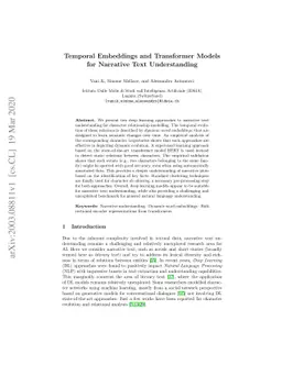 Temporal Embeddings and Transformer Models for Narrative Text
  Understanding