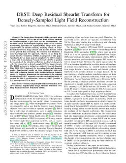 DRST: Deep Residual Shearlet Transform for Densely Sampled Light Field
  Reconstruction