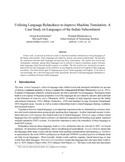 Utilizing Language Relatedness to improve Machine Translation: A Case
  Study on Languages of the Indian Subcontinent