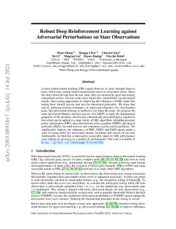 Robust Deep Reinforcement Learning against Adversarial Perturbations on
  State Observations