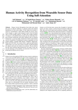 Human Activity Recognition from Wearable Sensor Data Using
  Self-Attention