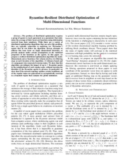 Byzantine-Resilient Distributed Optimization of Multi-Dimensional
  Functions