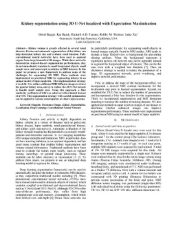 Kidney segmentation using 3D U-Net localized with Expectation
  Maximization