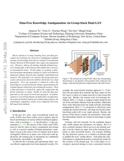 Data-Free Knowledge Amalgamation via Group-Stack Dual-GAN